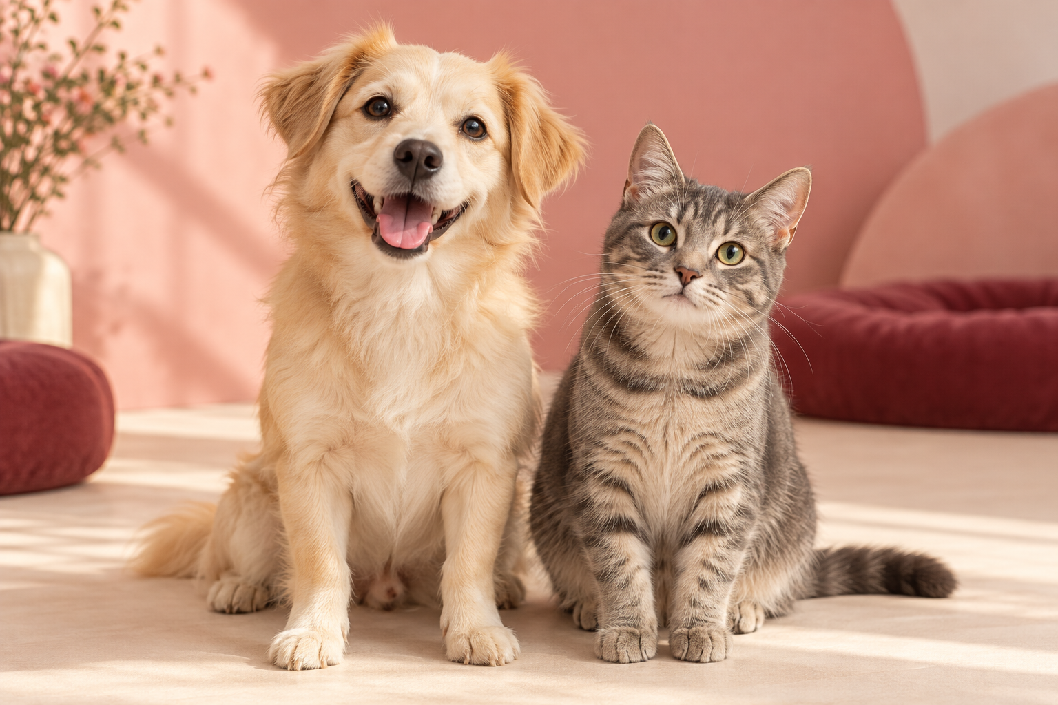 Perro y gato juntos, imagen provisional generada con IA